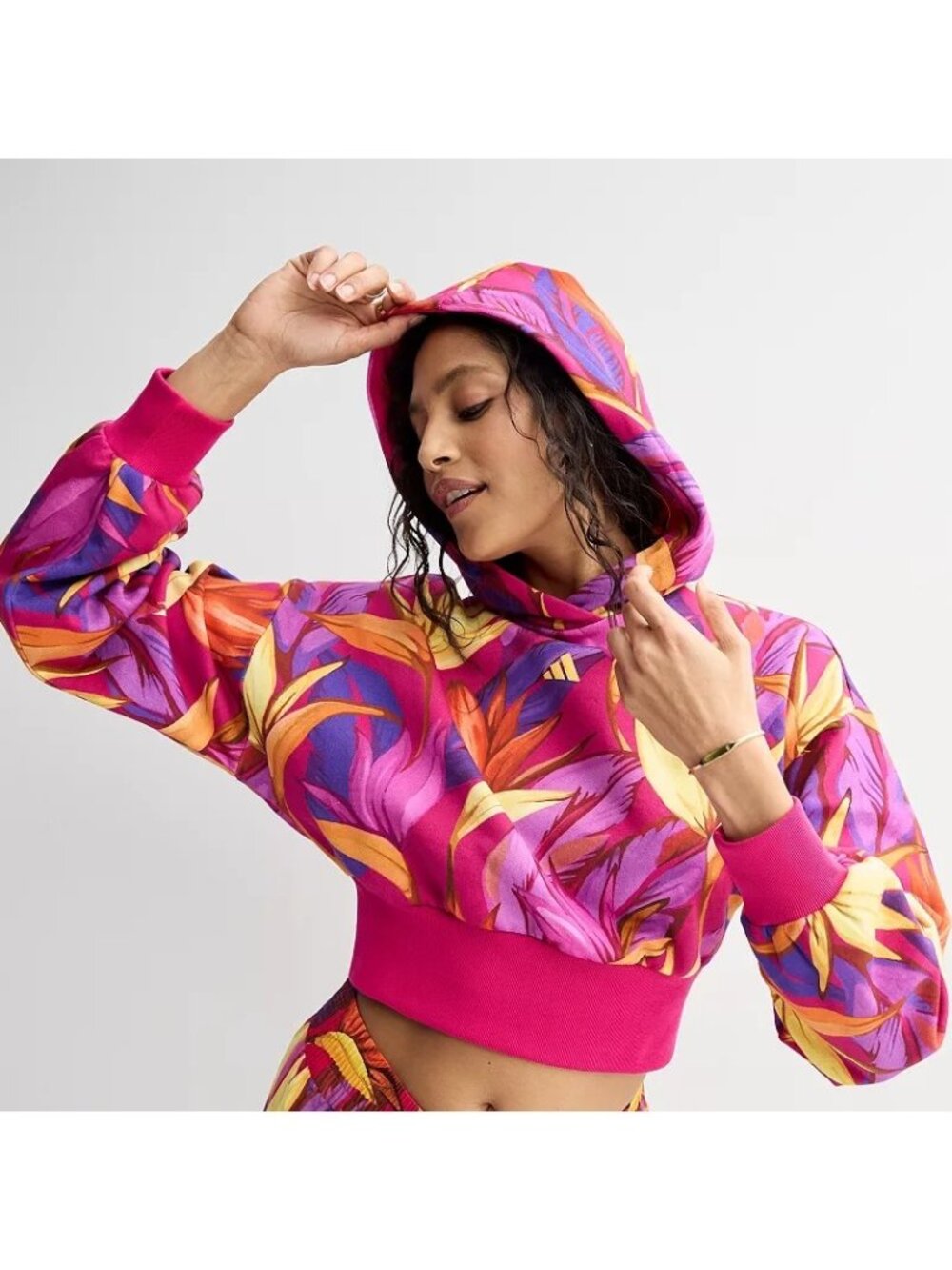 Women's Adidas X Farm Rio Training Hoodie Women's Size Small Pink Floral New NWT